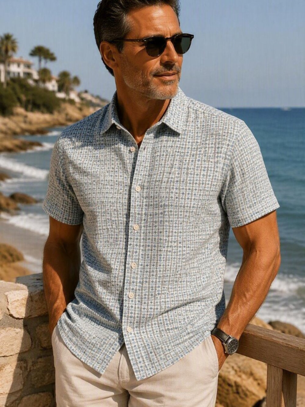 Tommy Bahama Keyport Geo S/S Shirt Size M $128 Sample